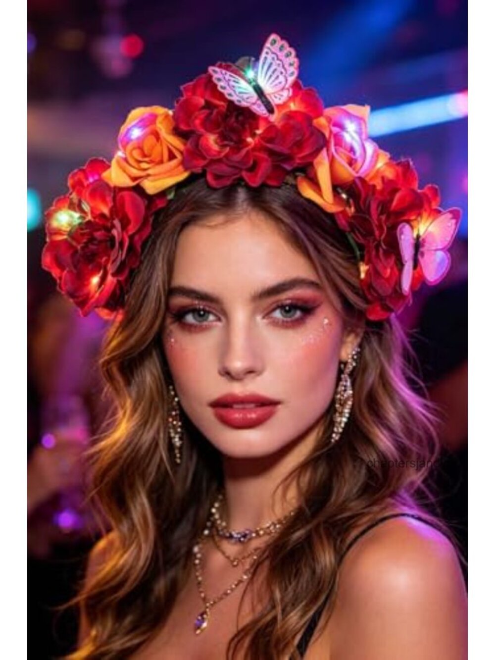 LED Light Up Flower Headband Day of the Dead Costume Hair Accessory